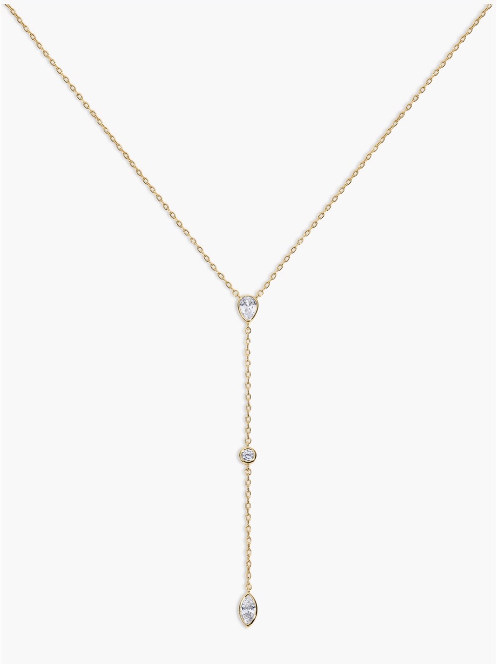 Electric Picks Paloma Gold Lariat Necklace with Clear Stone Accents